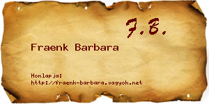 Fraenk Barbara névjegykártya